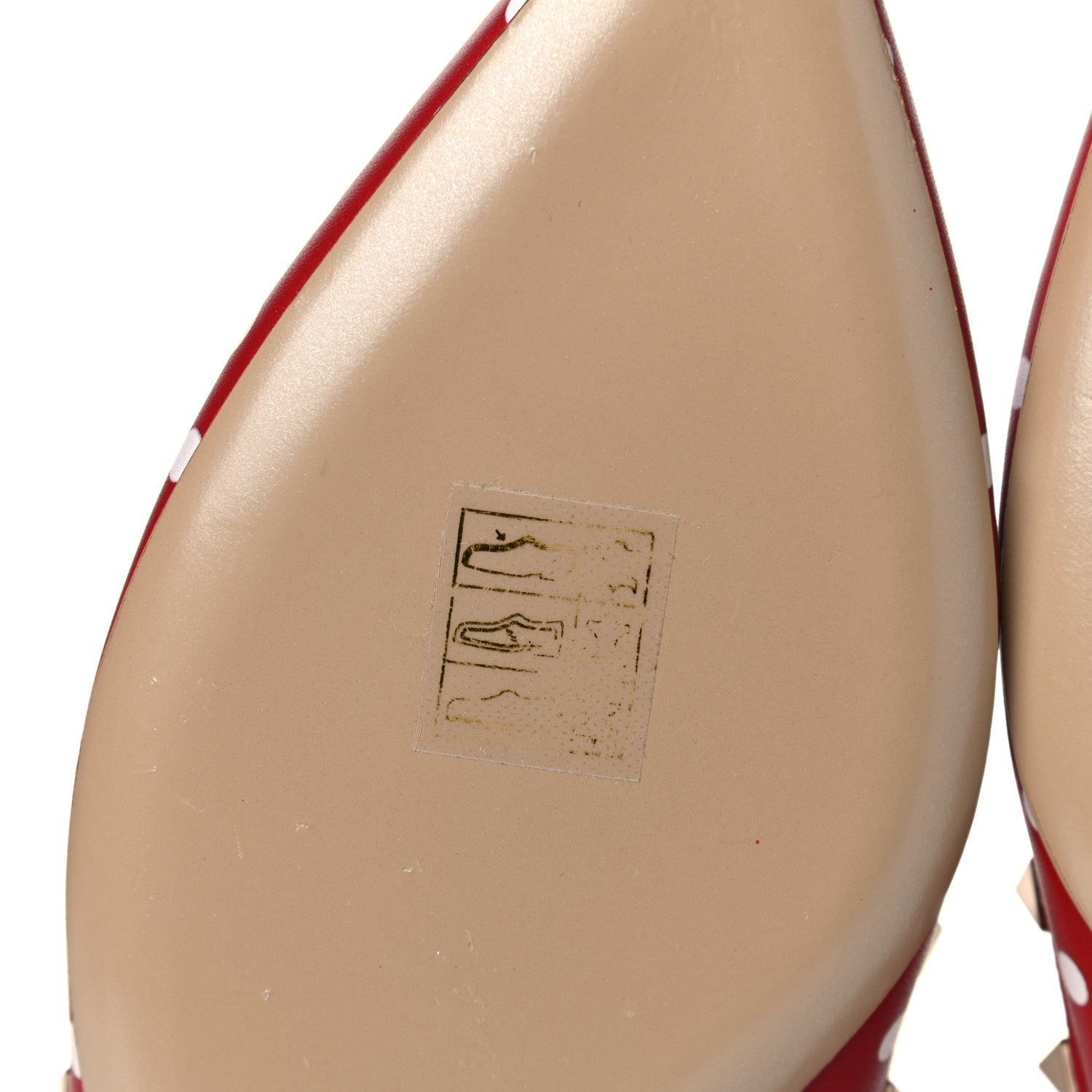 Valentino Garavani Calfskin Polka Dot Print Rockstud Cage Ballerina Flats 37.5 Red White 7 of 11