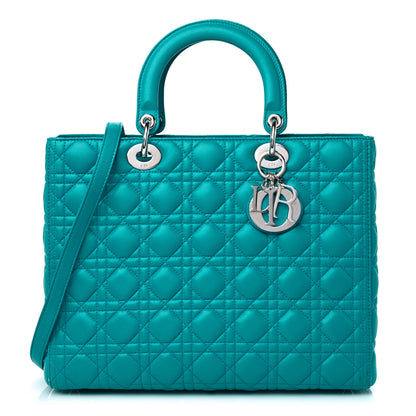 Christian Dior Lambskin Cannage Large Lady Dior Turquoise 1 of 13