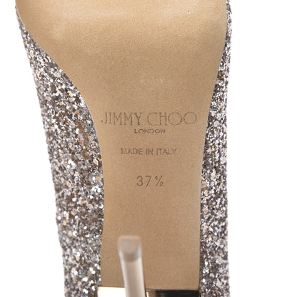 Jimmy Choo Coarse Glitter Abel 100 Pumps 37.5 Nude 7 of 8