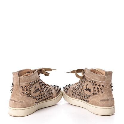 Christian Louboutin Veau Velours Womens Louis Spikes Flat Sneakers 37.5 Beige 6 of 11