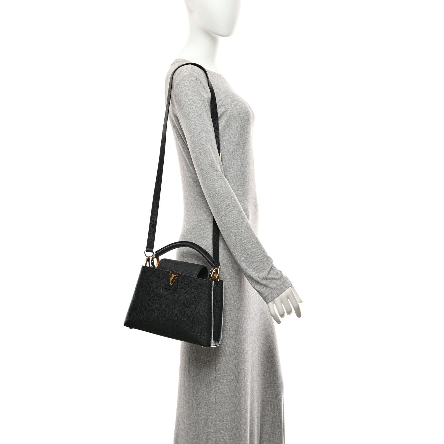 Louis Vuitton Taurillon Capucines BB Black 2 of 9