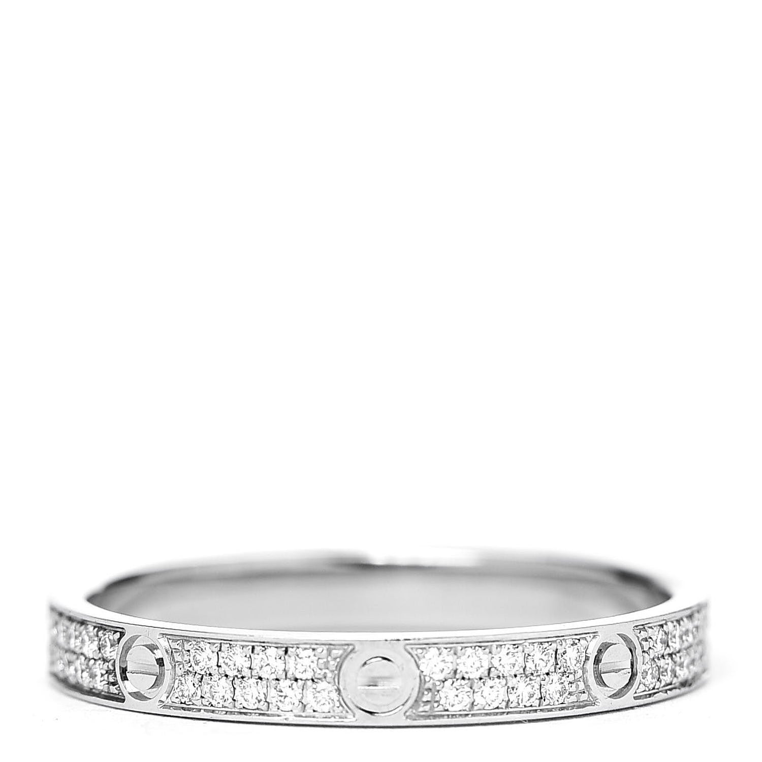 Cartier 18K White Gold Diamond 2.6mm LOVE Paved Band Ring 53 6.25 1 of 5