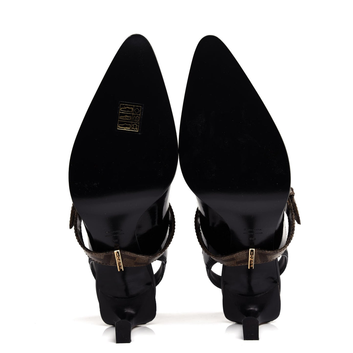 Glossy Neoprene Glazed Fabric FF FFrame Court Mary Jane Slingback Pumps 39 Black Tobacco Moro