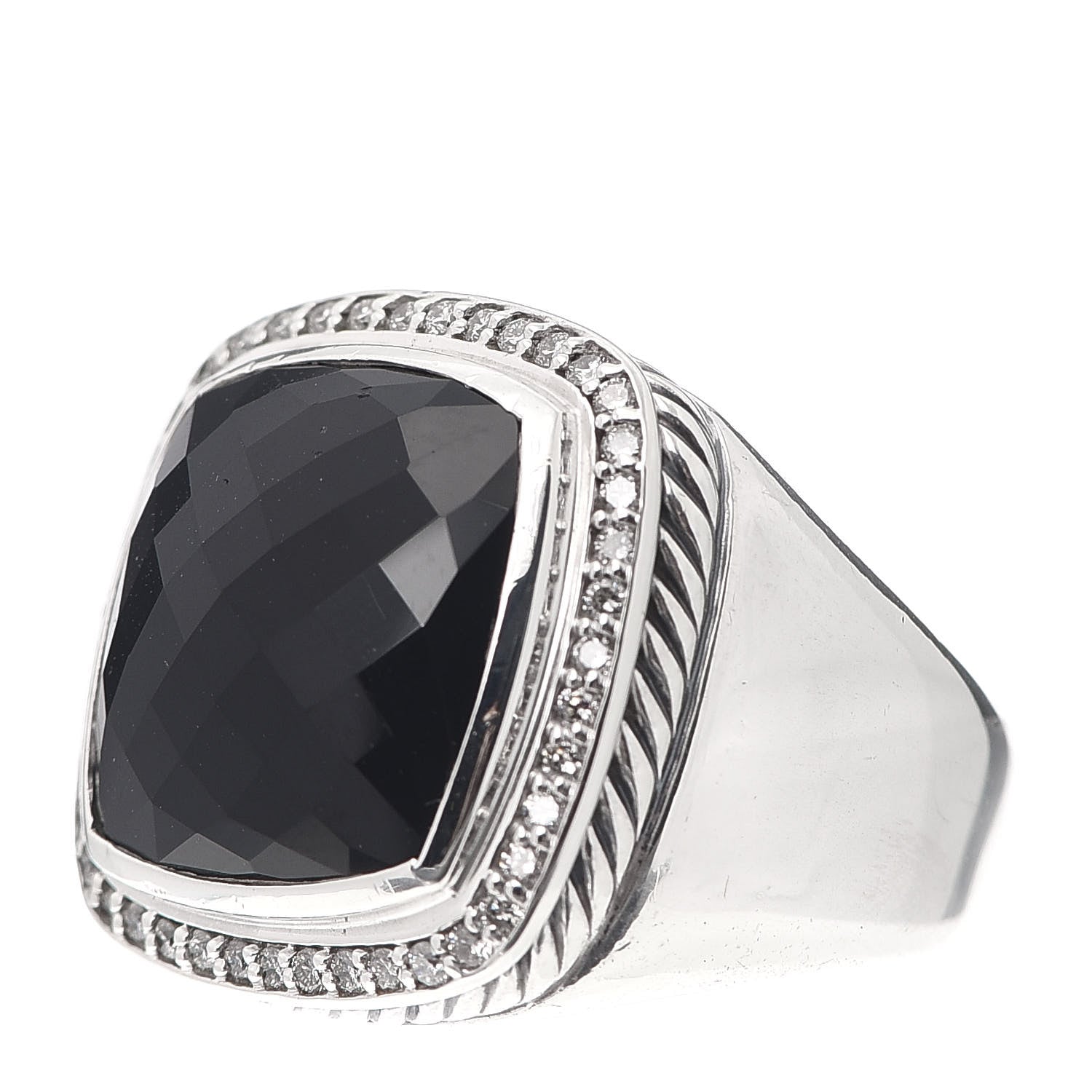 David Yurman Sterling Silver Diamond Black Onyx 14mm Albion Statement Ring 52 6 3 of 5