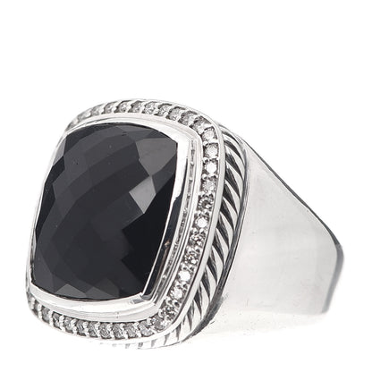 David Yurman Sterling Silver Diamond Black Onyx 14mm Albion Statement Ring 52 6 3 of 5