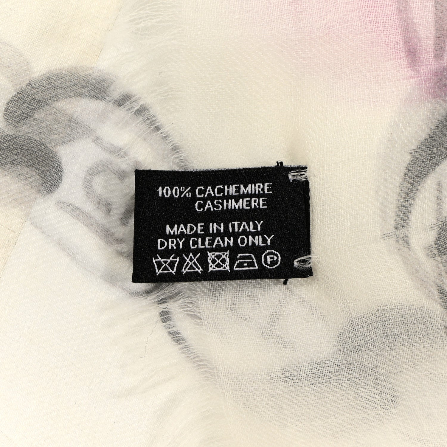 Chanel Cashmere CC Camellia Scarf Shawl Ivory Multicolor 4 of 4