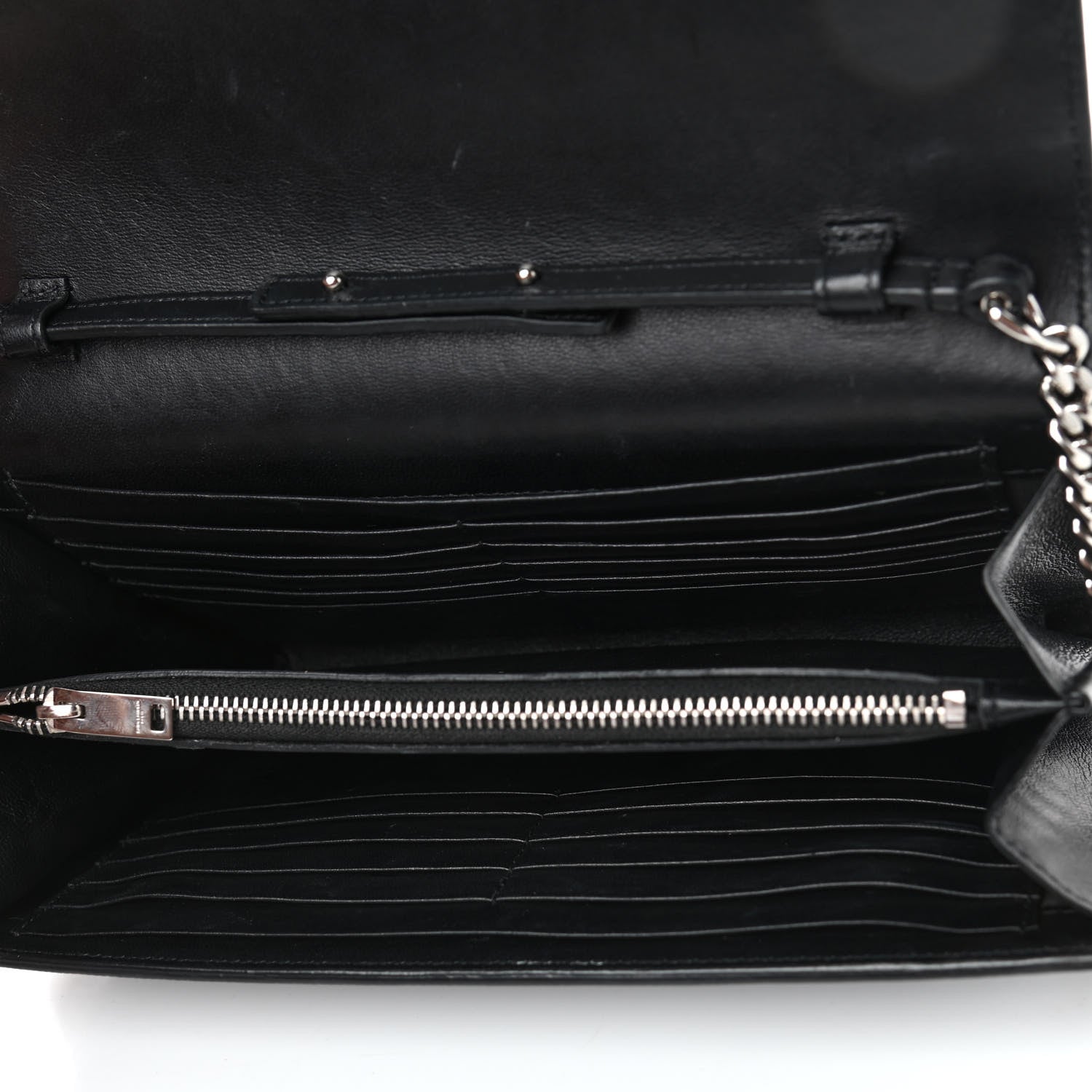 Saint Laurent Crocodile Embossed Calfskin Monogram Chain Wallet Black 4 of 4