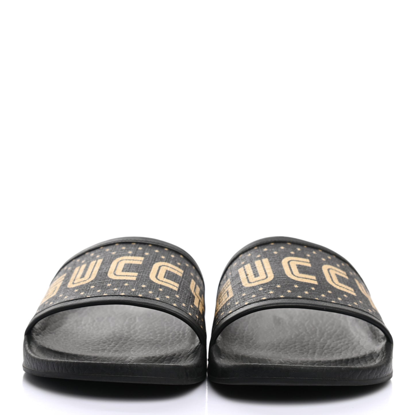 X SEGA Supreme Canvas GUCCY Stars Womens Slide Sandals 37 Black Gold