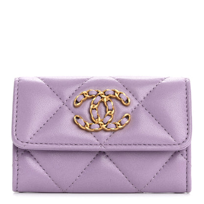 Chanel Lambskin Quilted Chanel 19 Flap Card Holder Light Purple 1 of 9
