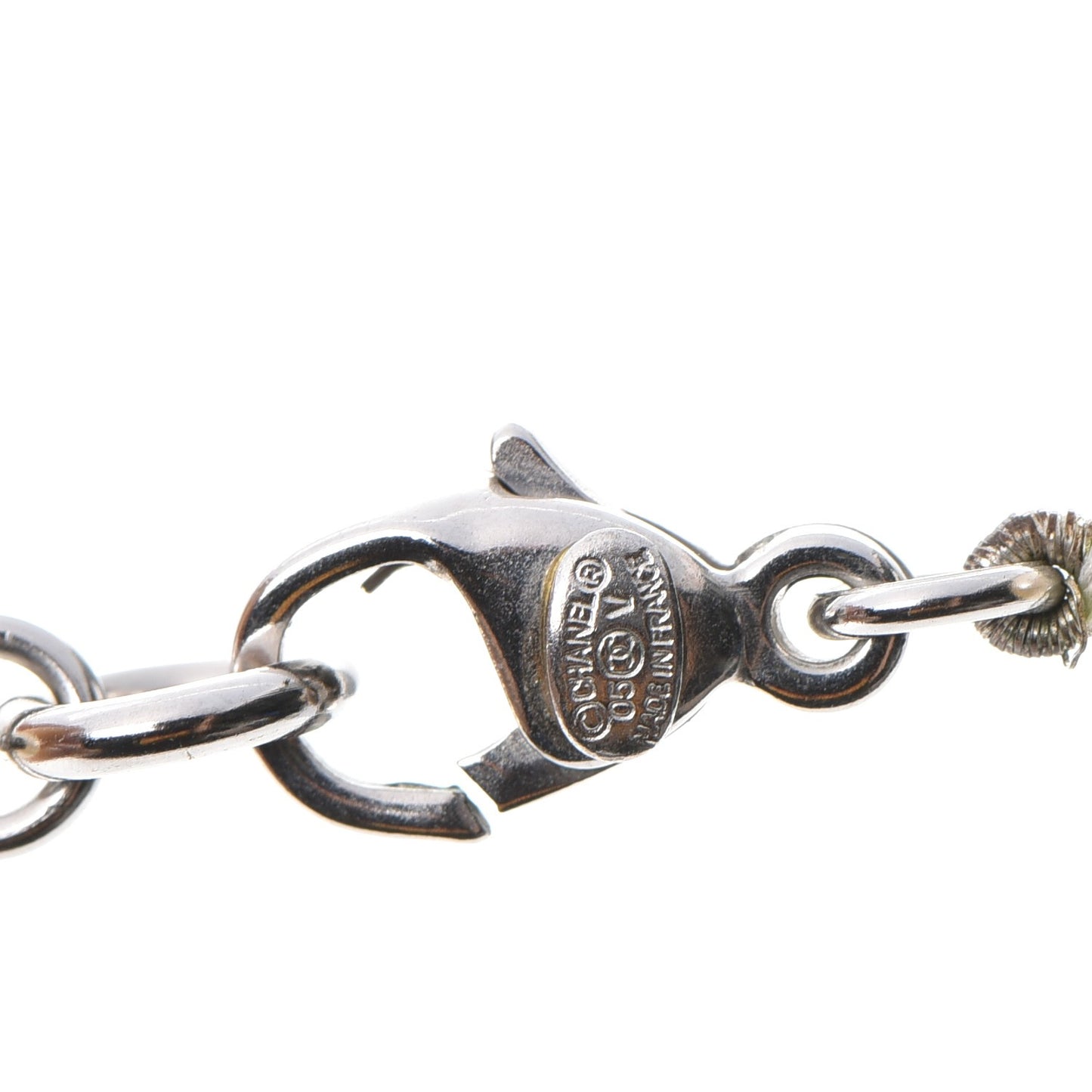 Graduated Pearl CC Long Necklace Silver