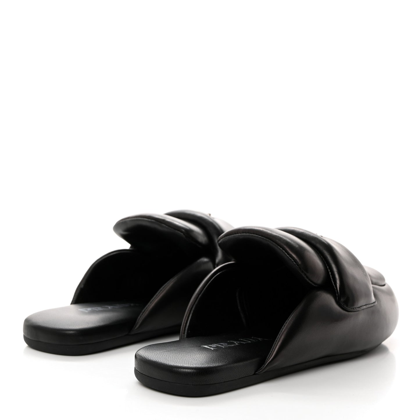 Nappa Soft Padded Metal Triangle Logo Lug Sole 20mm Mules 36 Black