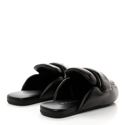 Prada Nappa Soft Padded Metal Triangle Logo Lug Sole 20mm Mules 36 Black 4 of 9