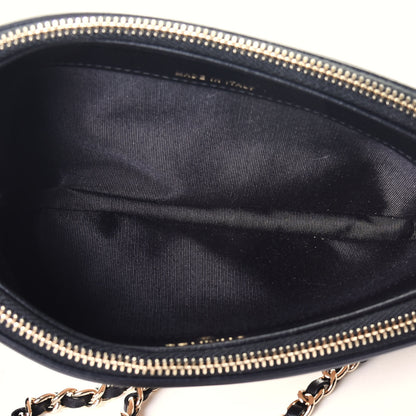 Chanel Caviar Quilted CC Filigree Clutch With Chain Beige Black 5 of 10