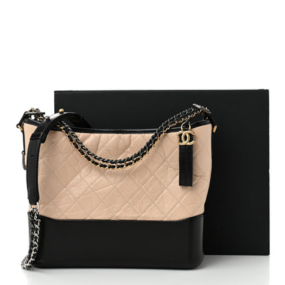 Chanel Aged Calfskin Quilted Medium Gabrielle Hobo Beige Black 12 of 12