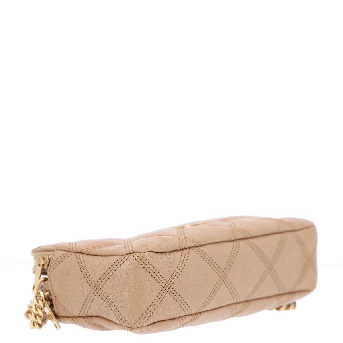 Saint Laurent Grained Lambskin Quilted Mini Becky Double Zip Bag Dark Beige 4 of 12
