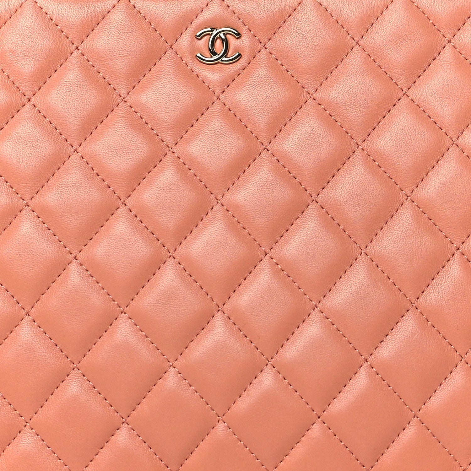Chanel Lambskin Quilted Large Cosmetic Case Dark Beige 8 of 8