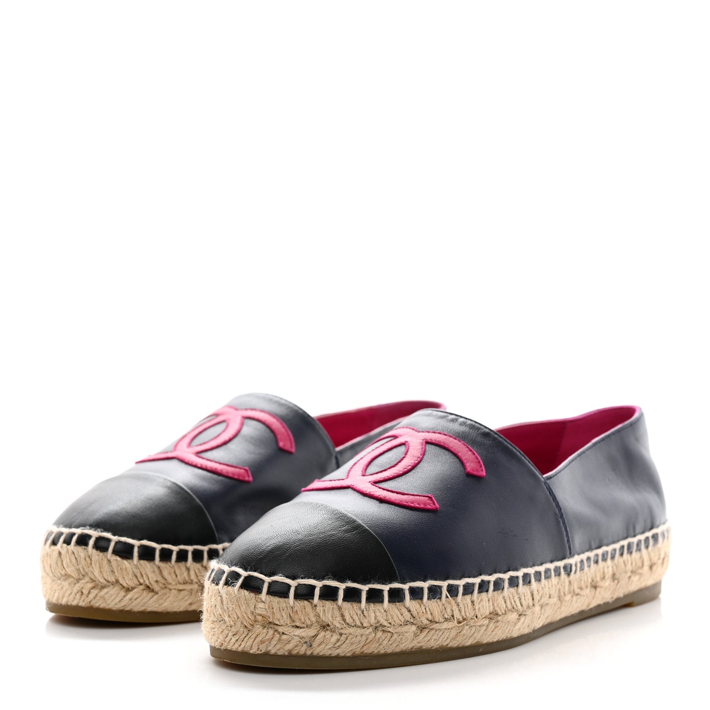 Lambskin CC Espadrilles 37 Navy Fuchsia Black