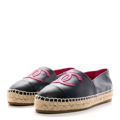 Chanel Lambskin CC Espadrilles 37 Navy Fuchsia Black 3 of 9