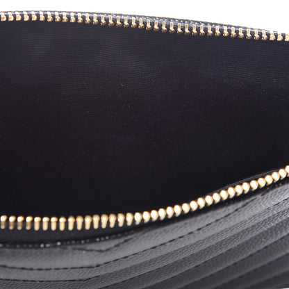 Saint Laurent Grain De Poudre Chevron Monogram Bill Pouch Black 8 of 9