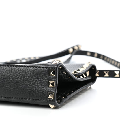 Valentino Garavani Pebbled Calfskin Medium Rockstud Flip Lock Crossbody Bag Black 9 of 10