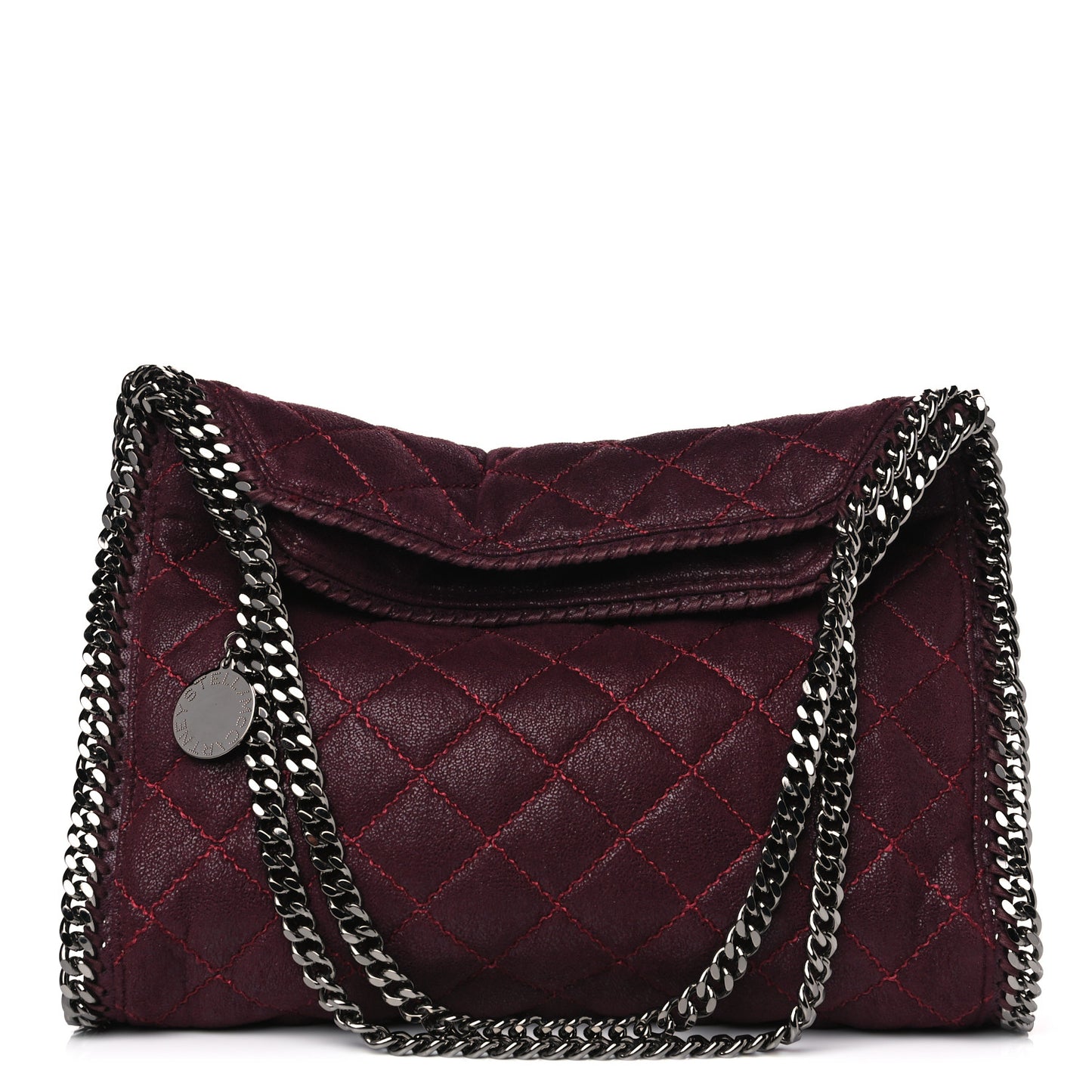 Shaggy Deer Quilted Small Falabella Tote Burgundy