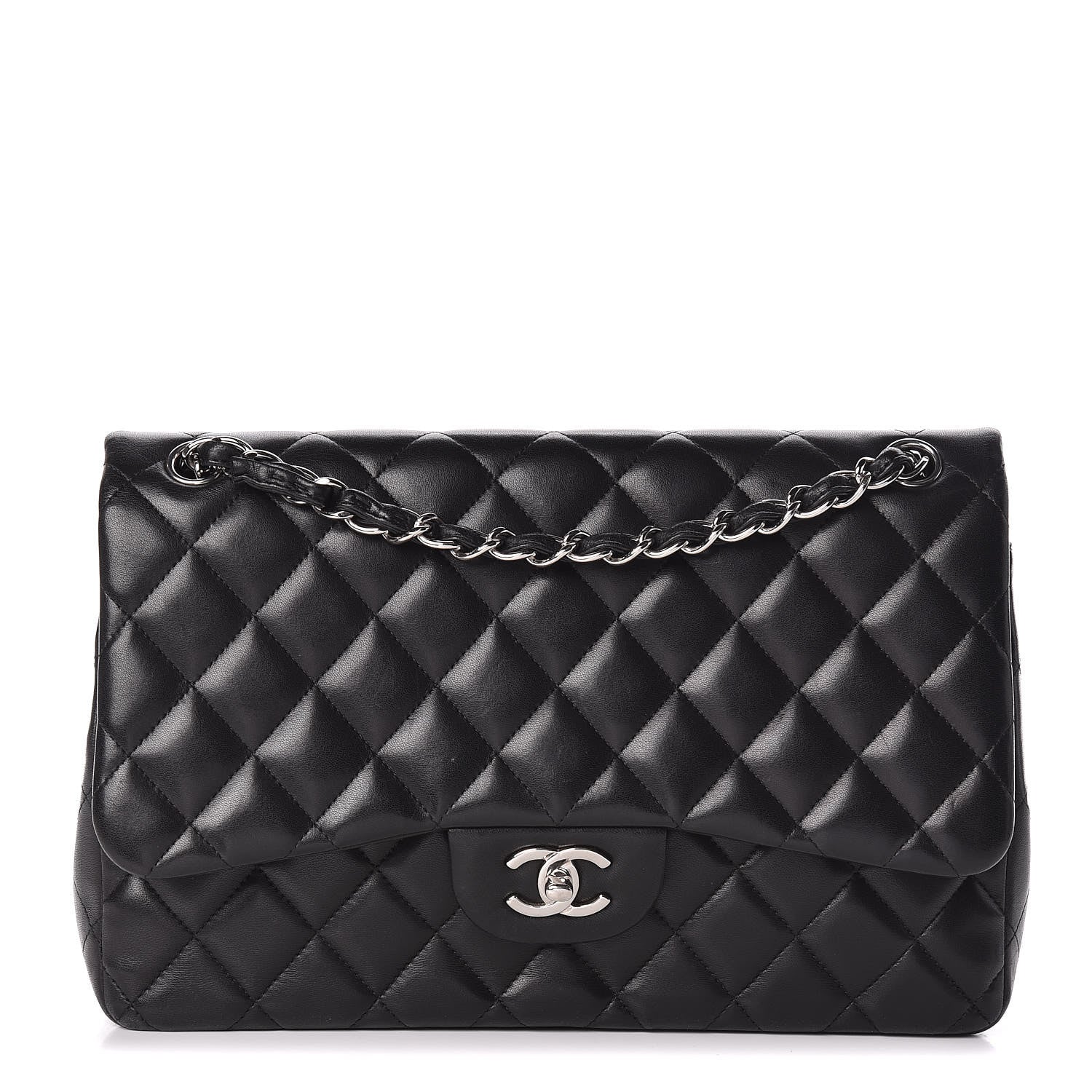 Chanel Lambskin Quilted Jumbo Double Flap Black 1 of 15