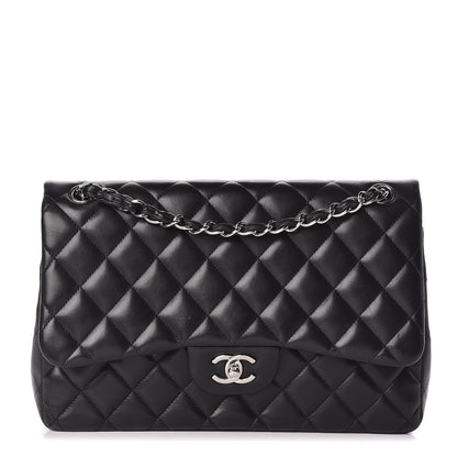 Chanel Lambskin Quilted Jumbo Double Flap Black 1 of 15