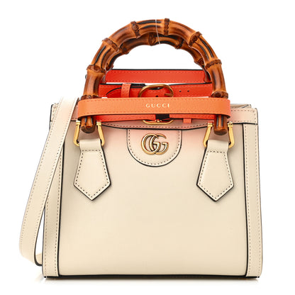 Gucci Wonka Grain Calfskin Mini Diana Tote Bag Mystic White Orange Fluo 1 of 10