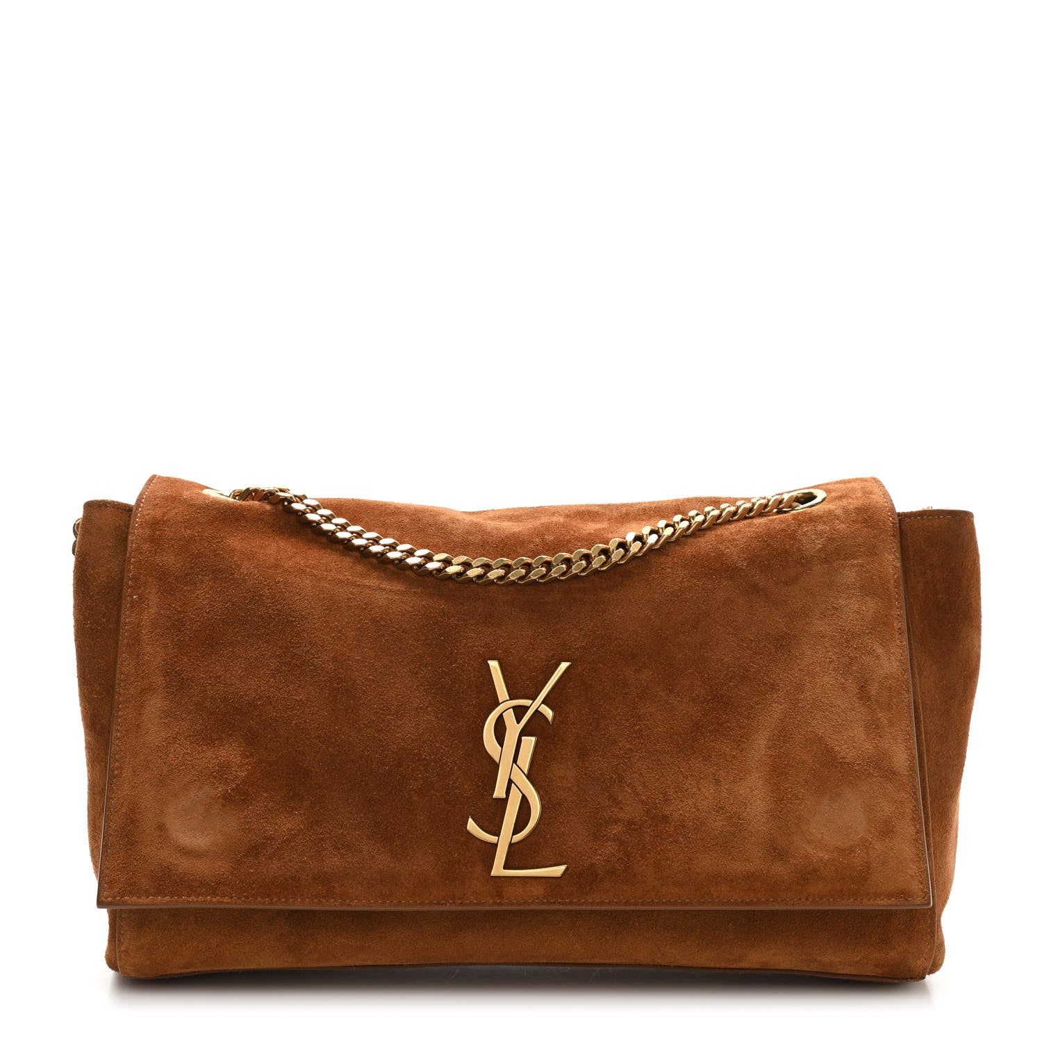 Saint Laurent Smooth Calfskin Suede Medium Reversible Monogram Kate Satchel Light Ochre 10 of 18