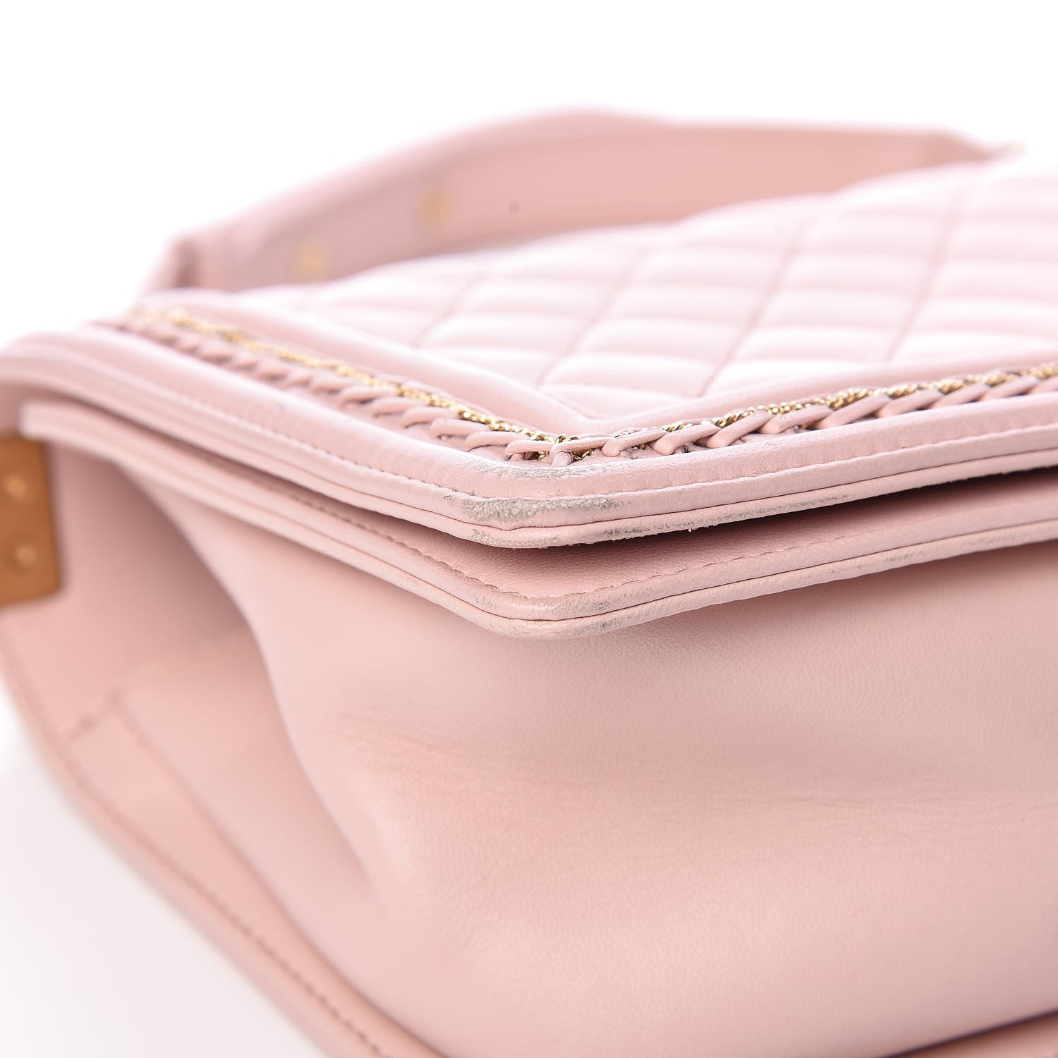 Chanel Lambskin Quilted Medium Chain Detail Boy Flap Light Pink 9 of 19