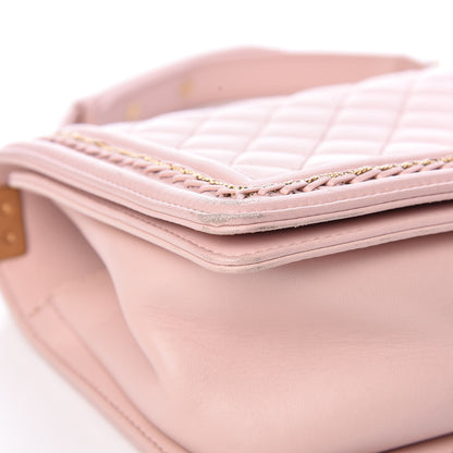 Chanel Lambskin Quilted Medium Chain Detail Boy Flap Light Pink 9 of 19