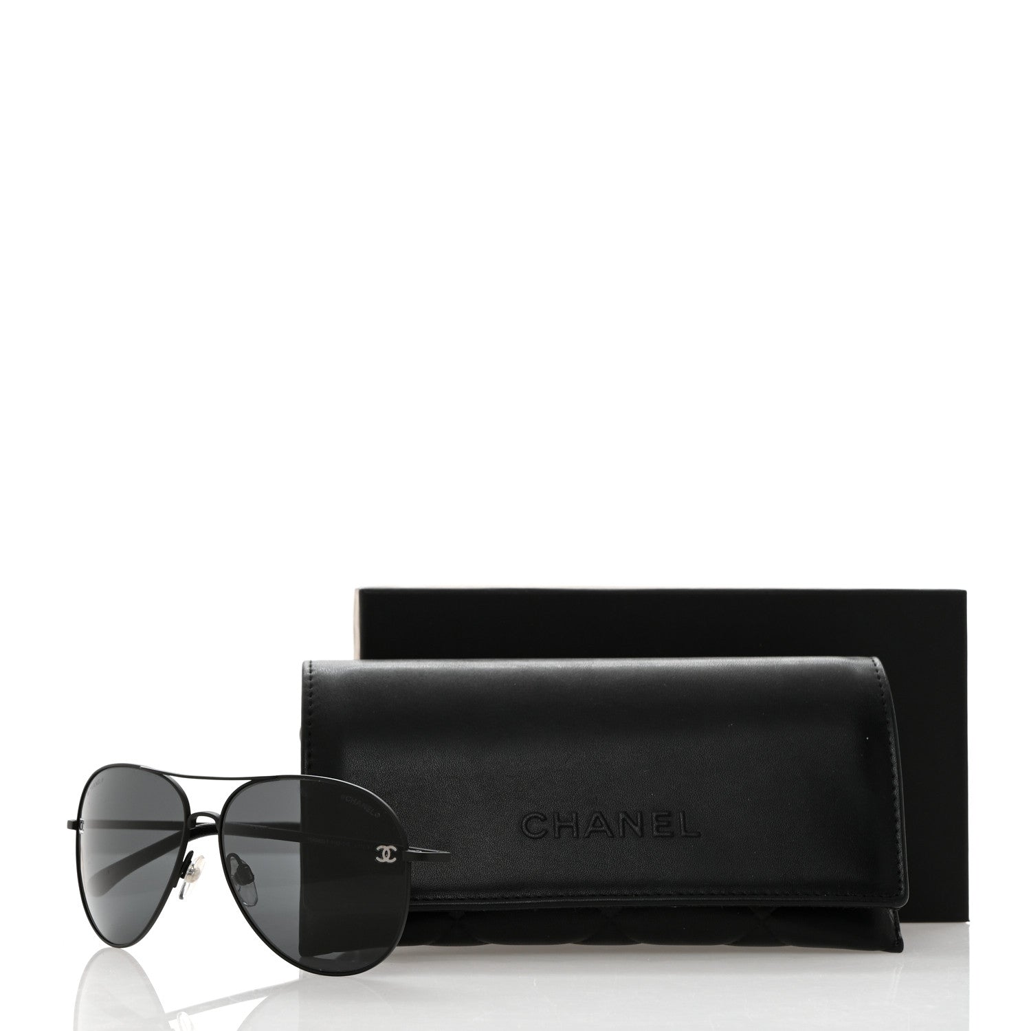 Chanel Metal Pilot Aviator CC Sunglasses 4189-T-Q Black 8 of 8