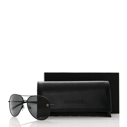 Chanel Metal Pilot Aviator CC Sunglasses 4189-T-Q Black 8 of 8