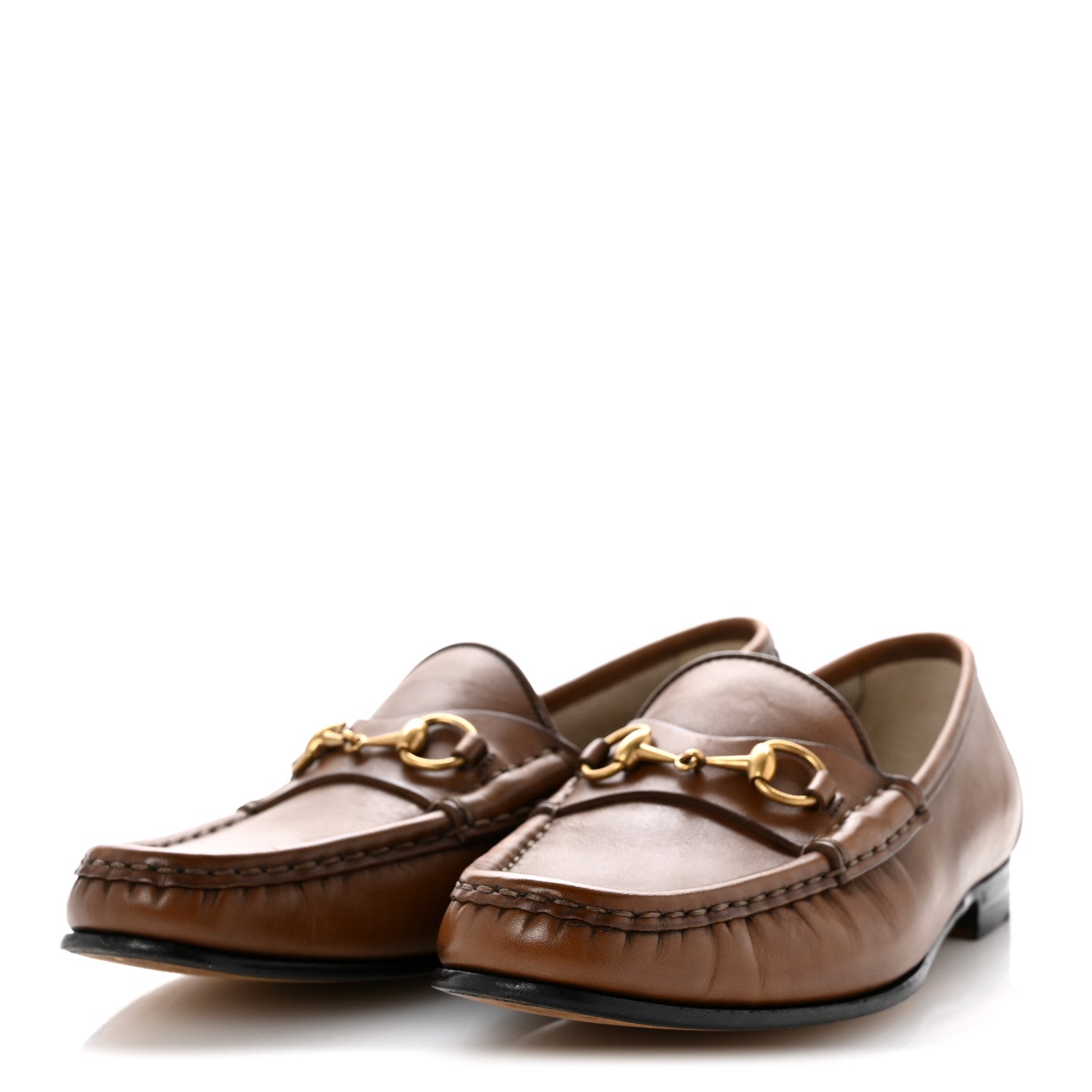 Gucci Betis Glamour Calfskin Womens 1953 Horsebit Loafers 37.5 Brown Sugar 4 of 10