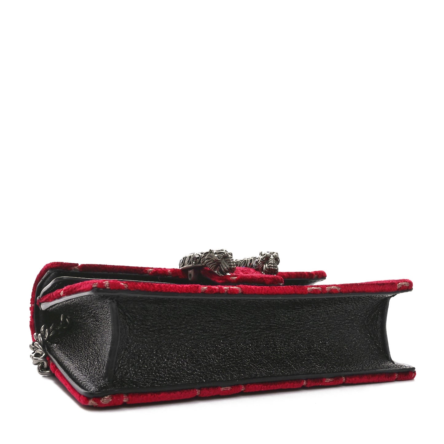 Velvet GG Monogram Super Mini Dionysus Shoulder Bag Red Cipria Black