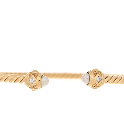 David Yurman 18K Yellow Gold Pearl Diamond 3.5mm Renaissance Bracelet 5 of 5