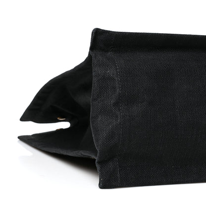 Saint Laurent Embroidered Cotton Linen Rive Gauche Noe Tote Black Beige 8 of 9