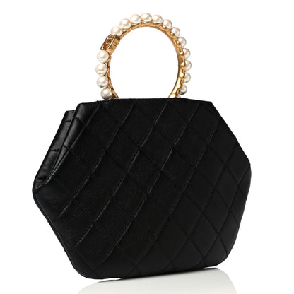 Chanel Lambskin Quilted Pearl Crown Clutch Bag Black 4 of 12