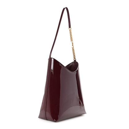 Saint Laurent Patent Calfskin Rendez-Vous Hobo Dark Red Wine 4 of 12