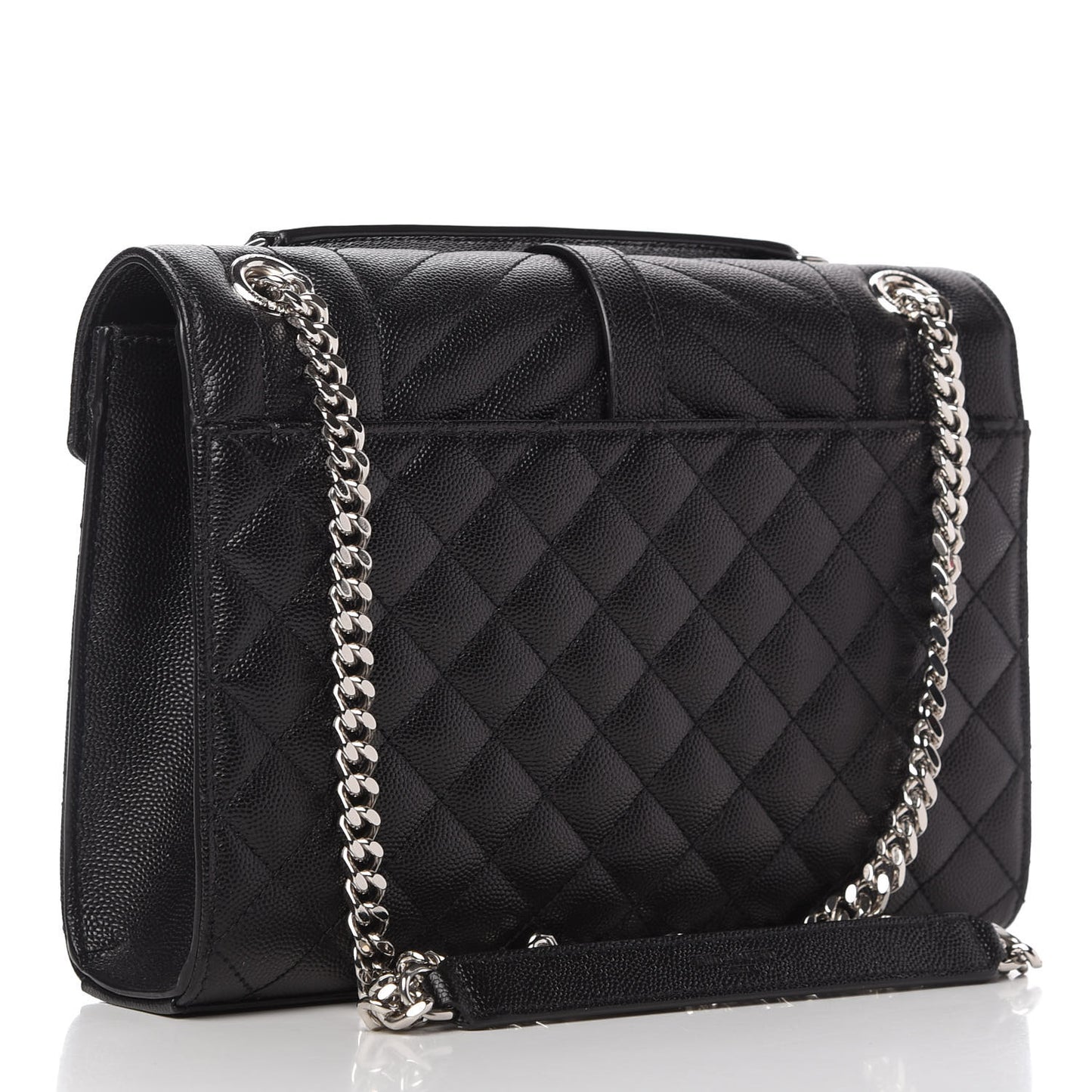 Grain De Poudre Textured Mixed Matelasse Triquilt Medium Monogram Satchel Black