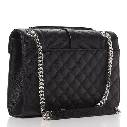 Saint Laurent Grain De Poudre Textured Mixed Matelasse Triquilt Medium Monogram Satchel Black 3 of 10