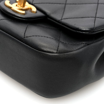 Chanel Lambskin Quilted Small Circular Handle Bag Black 10 of 10