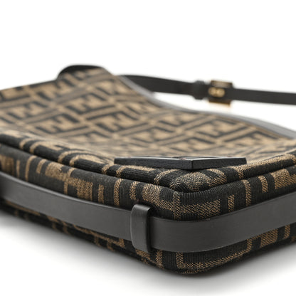 Fendi Fabric Jacquard Vitello Grace FF 1974 Medium Simply Fendi Shoulder Bag Tobacco Moro Ebano 10 of 10