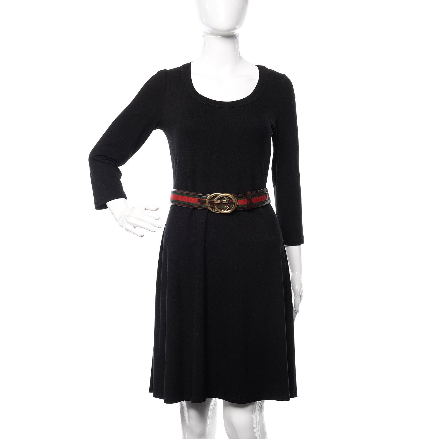 Gucci Calfskin Web Interlocking G Belt 90 36 Dark Brown 2 of 6