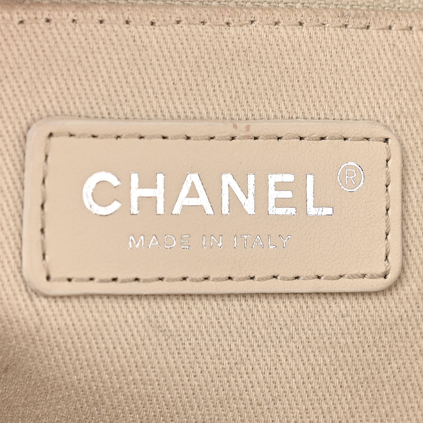 Mixed Fibers Calfskin Mini Deauville Tote Beige