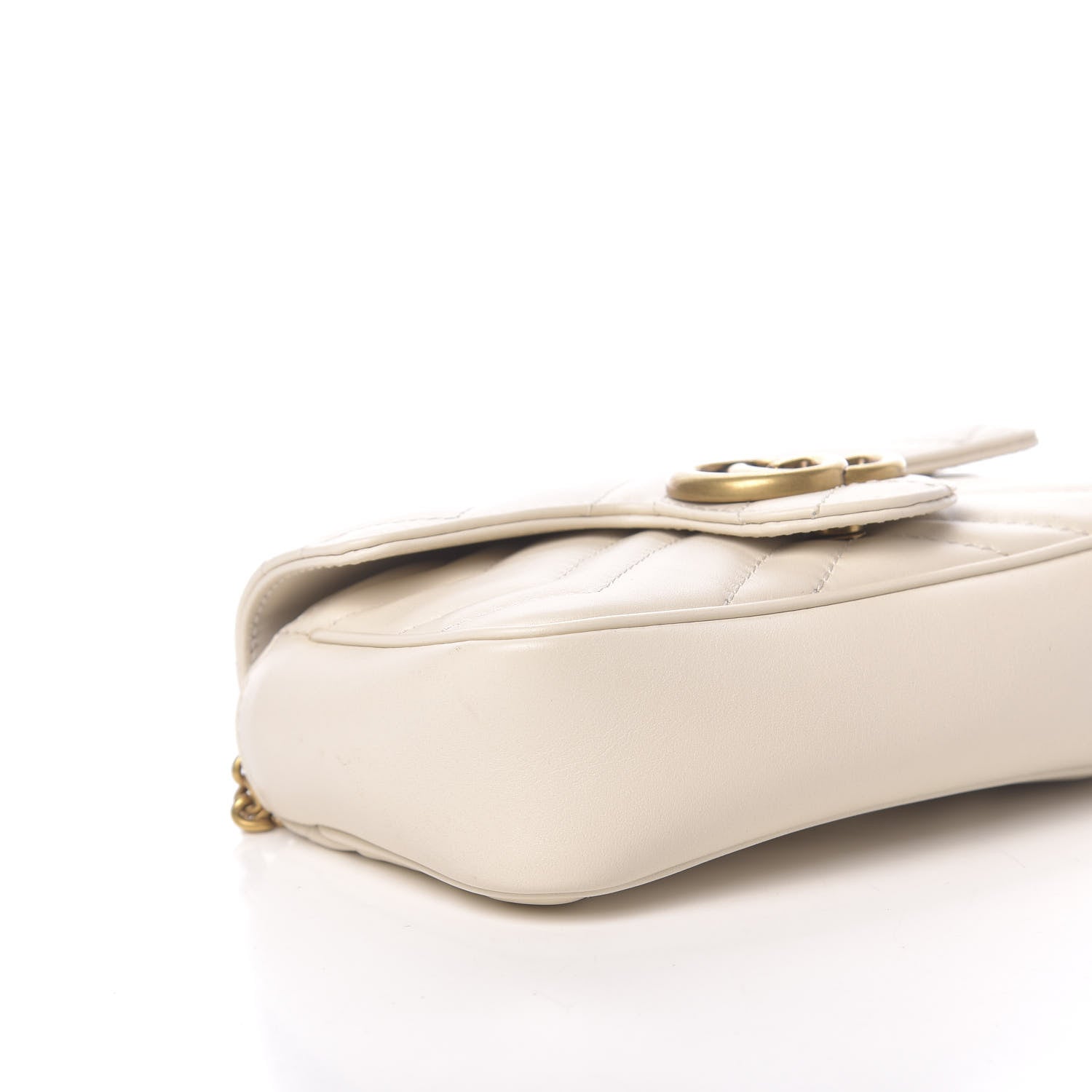 Gucci Calfskin Matelasse Super Mini GG Marmont Shoulder Bag White 9 of 11