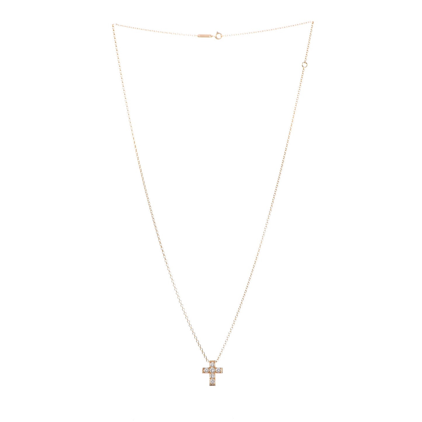 18K Yellow Gold Diamond Cross Pendant Necklace