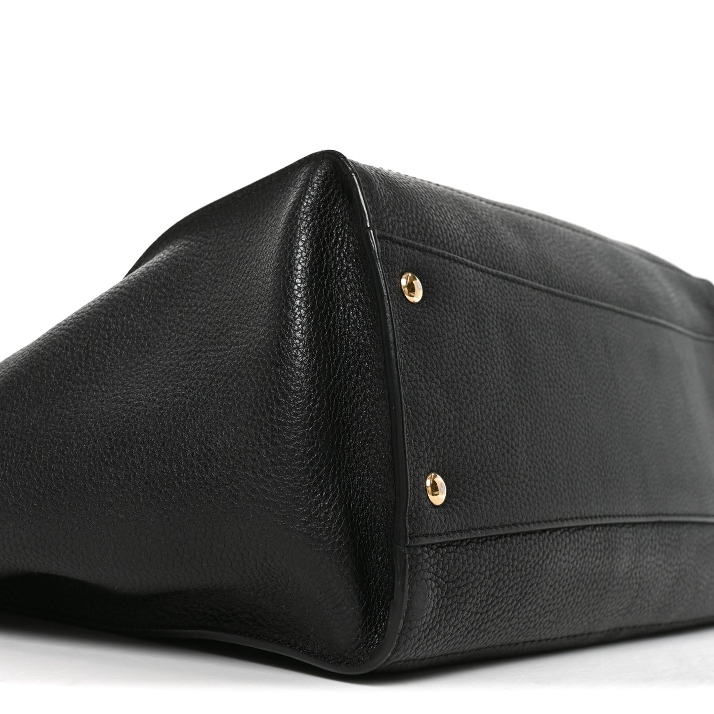 Hammered Calfskin Double Handle Medium Amy Tote Black