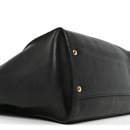 Salvatore Ferragamo Hammered Calfskin Double Handle Medium Amy Tote Black 8 of 9