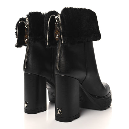 Louis Vuitton Calfskin Shearling Beaubourg Ankle Boots 37 Black 4 of 10